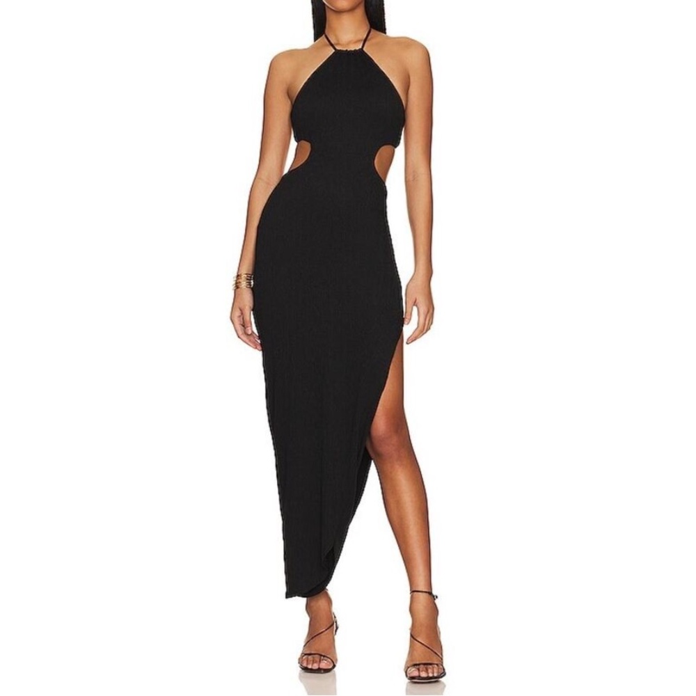 Revolve x Rumer Willow Cut Out Halter Maxi Dress Black XS New with Tag